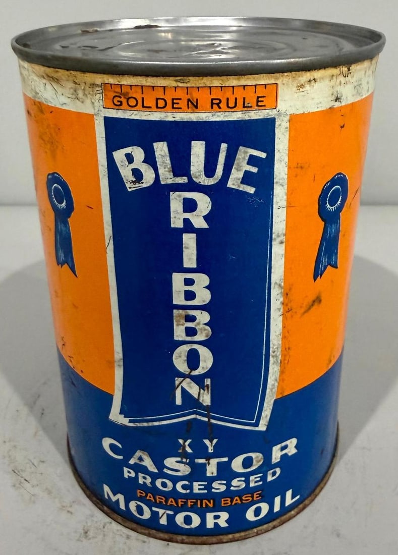 Blue Ribbon Motor Oil Metal Quart Can (1 of 4)