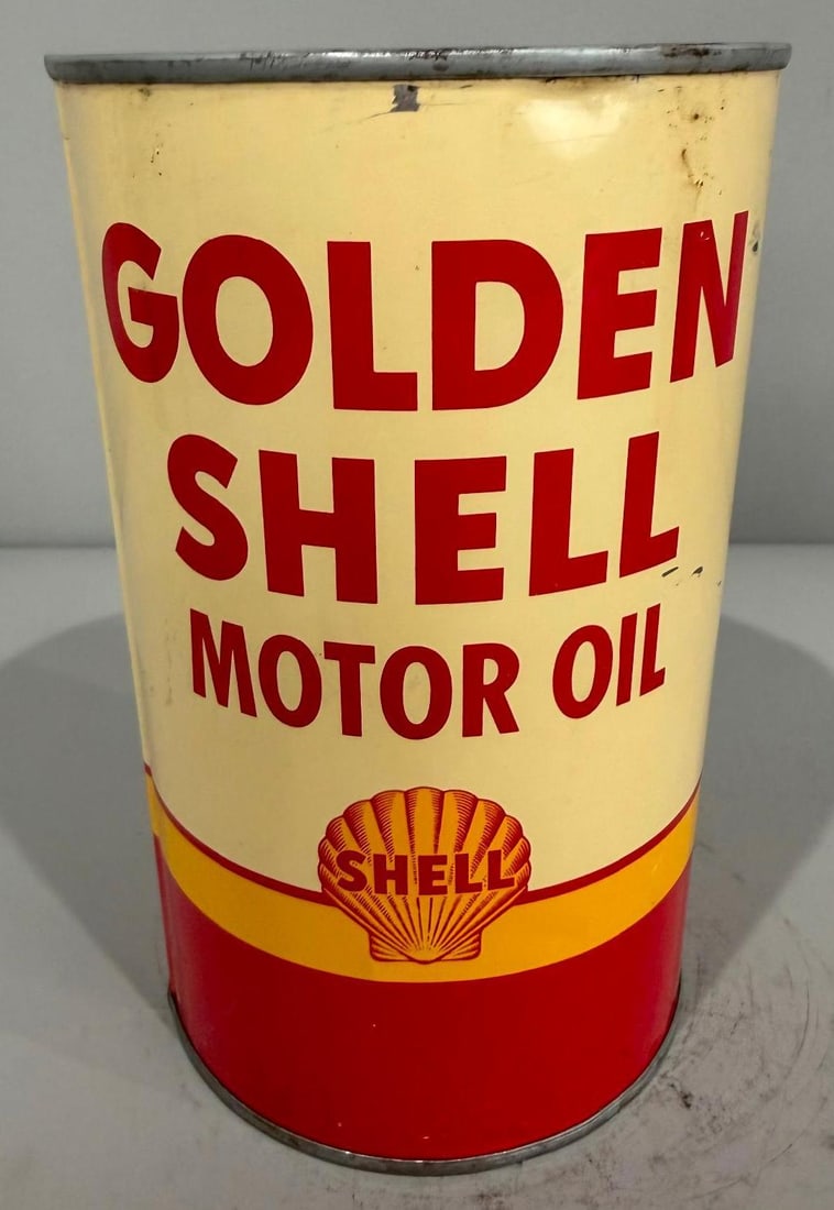Golden Shell Motor Oi Metal Imperial Quart Can (1 of 4)