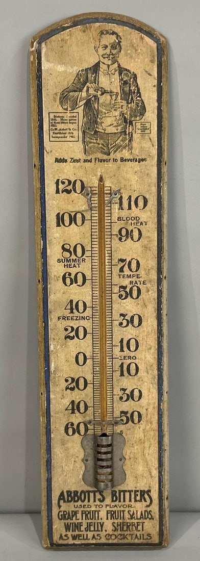 Abbott's Bitters w/Image Wood Thermometer (TAC) (1 of 3)