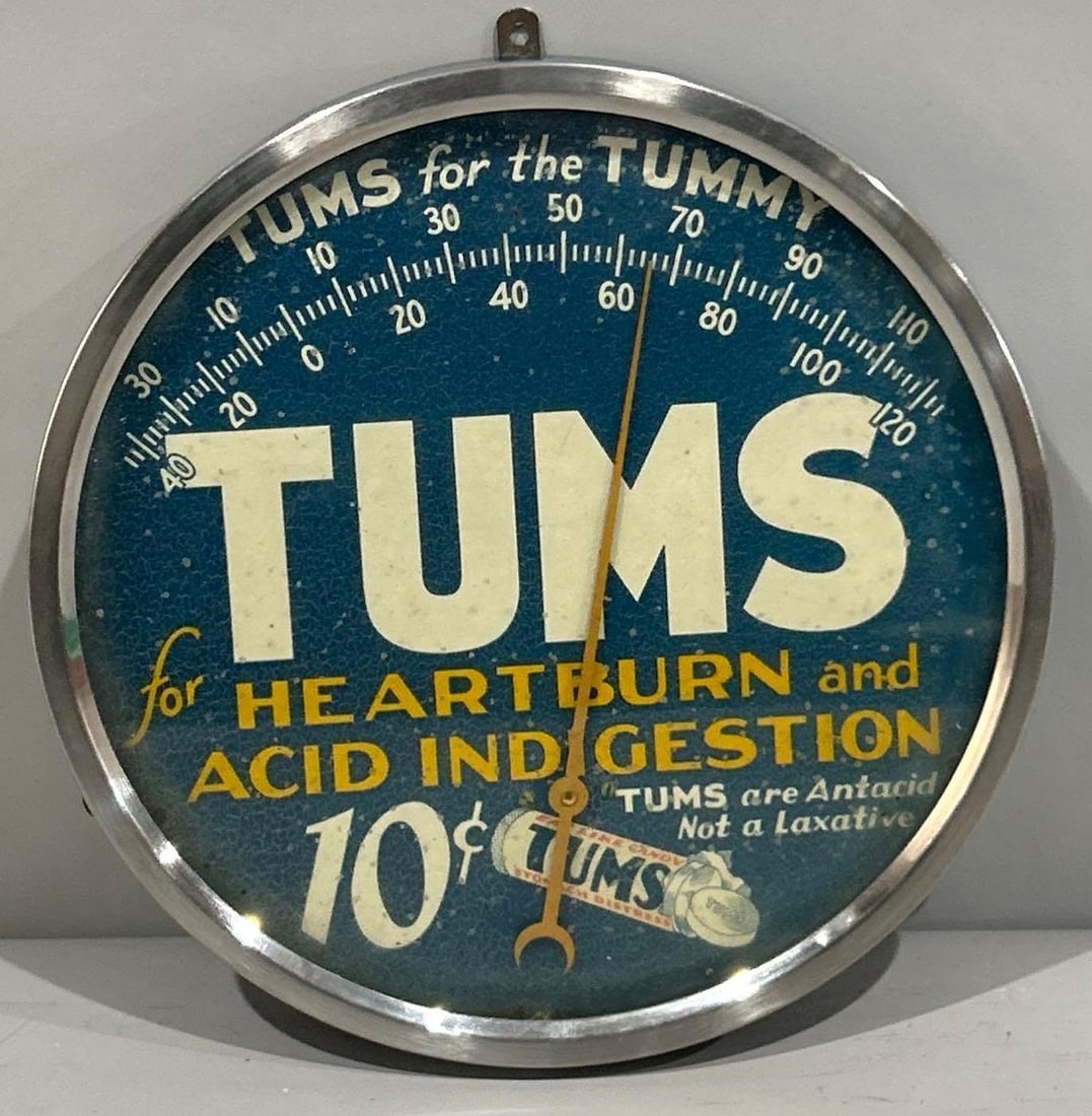 Tums for the Tummy Round Metal Thermometer (1 of 2)