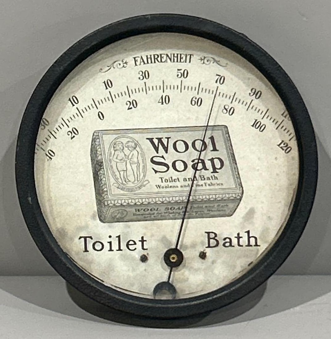 Wool Soap Toilet Bath w/Image Round Metal Thermometer (1 of 2)