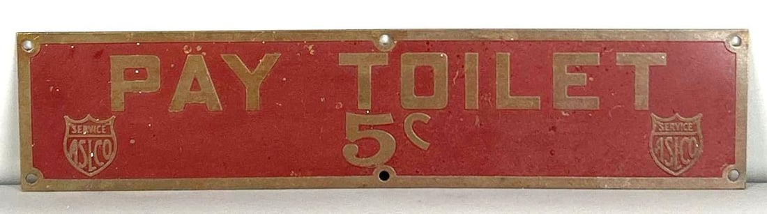 Pay Toilet Brass Plaque Sign (1 of 5)