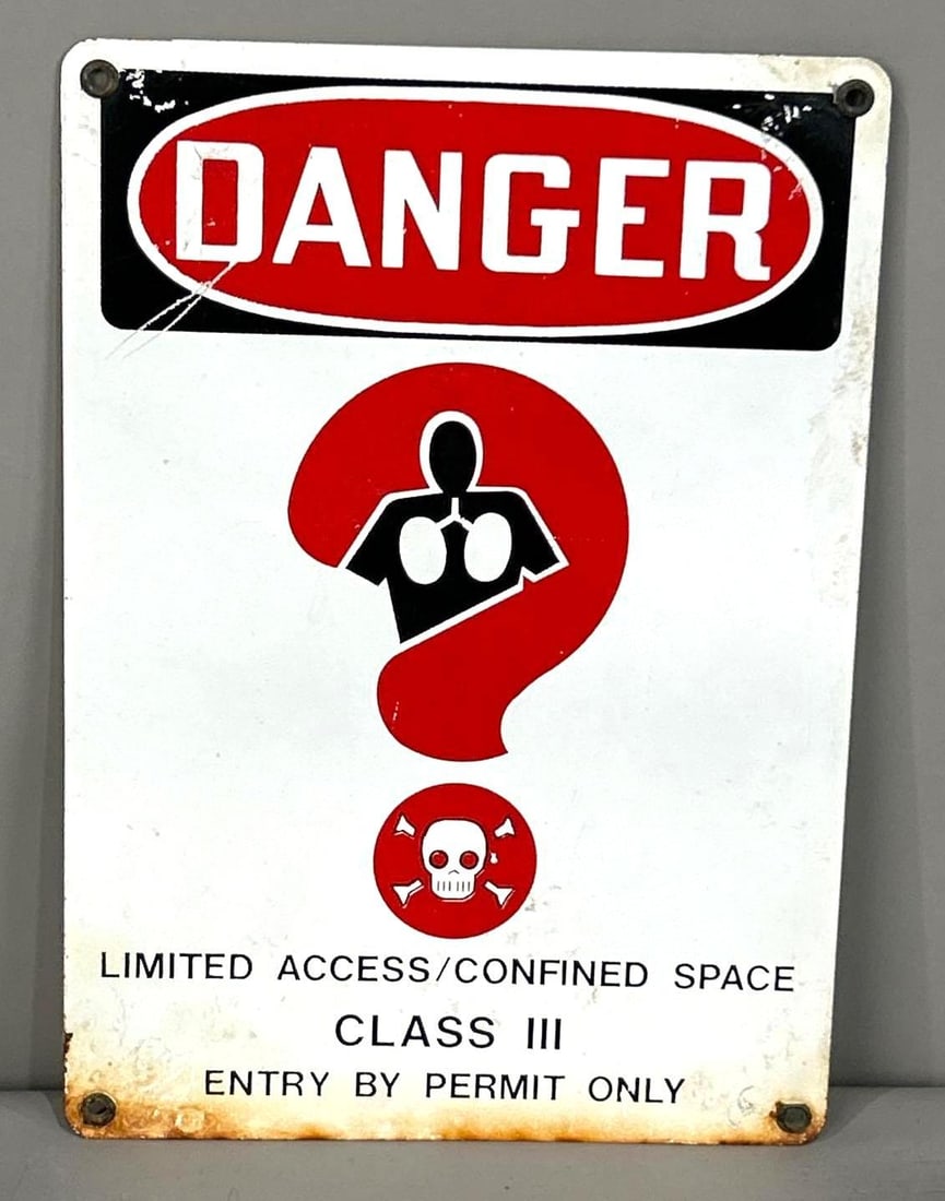 Breathing Danger Single-Sided Porcelain Sign (1 of 2)