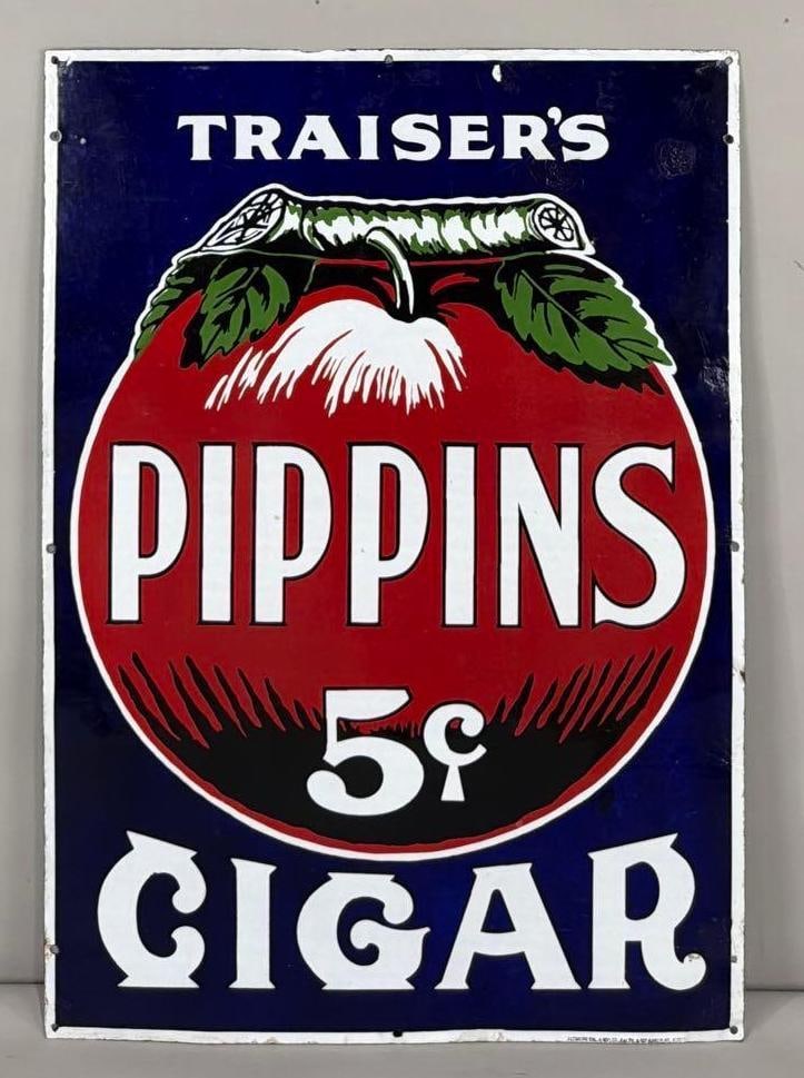 Traiser's Pippins 5¢ Cigar w/Logo Porcelain Sign (TAC) (1 of 5)