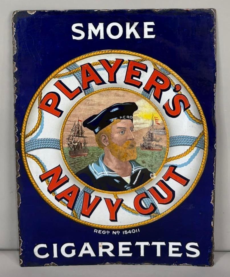 Smoke Player's Navy Cut Cigarettes w/Logo Porcelain Sign (TAC) (1 of 3)