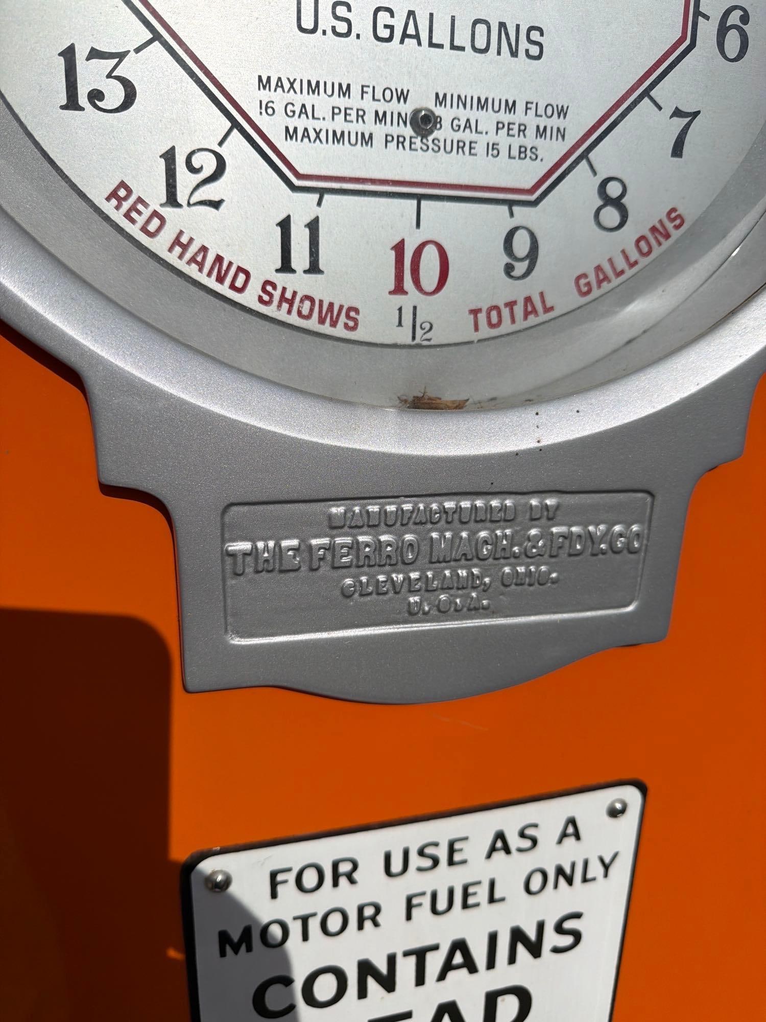 Ferro-Meter Model #? Clock Face Gas Pump (restored) - 11
