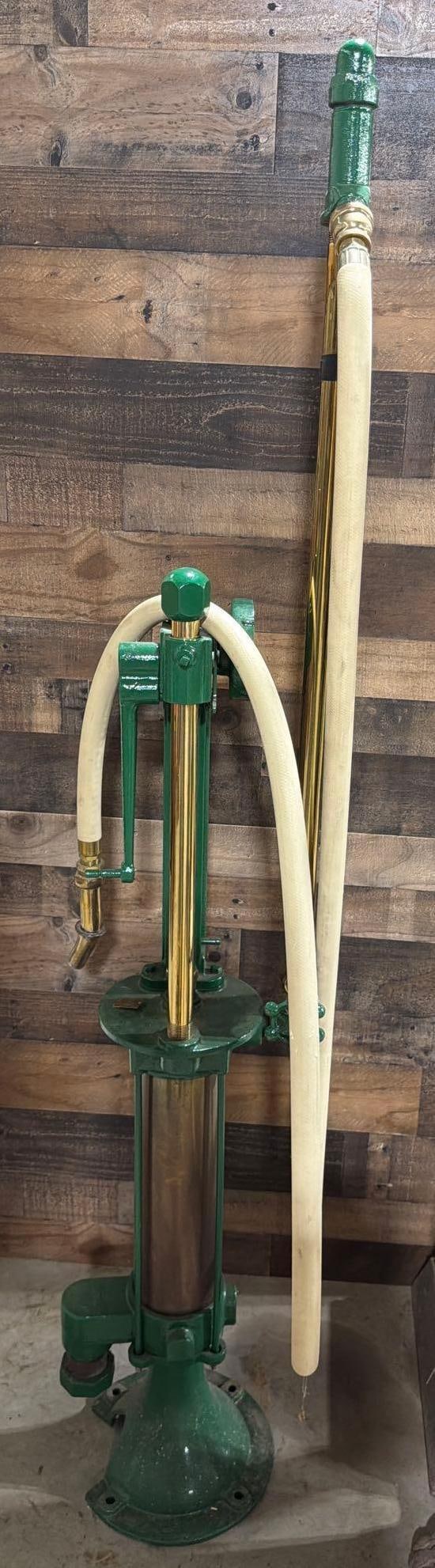 Wayne Stoker Gas Pump: has been repainted, comes with white hose and brass banana nozzle.