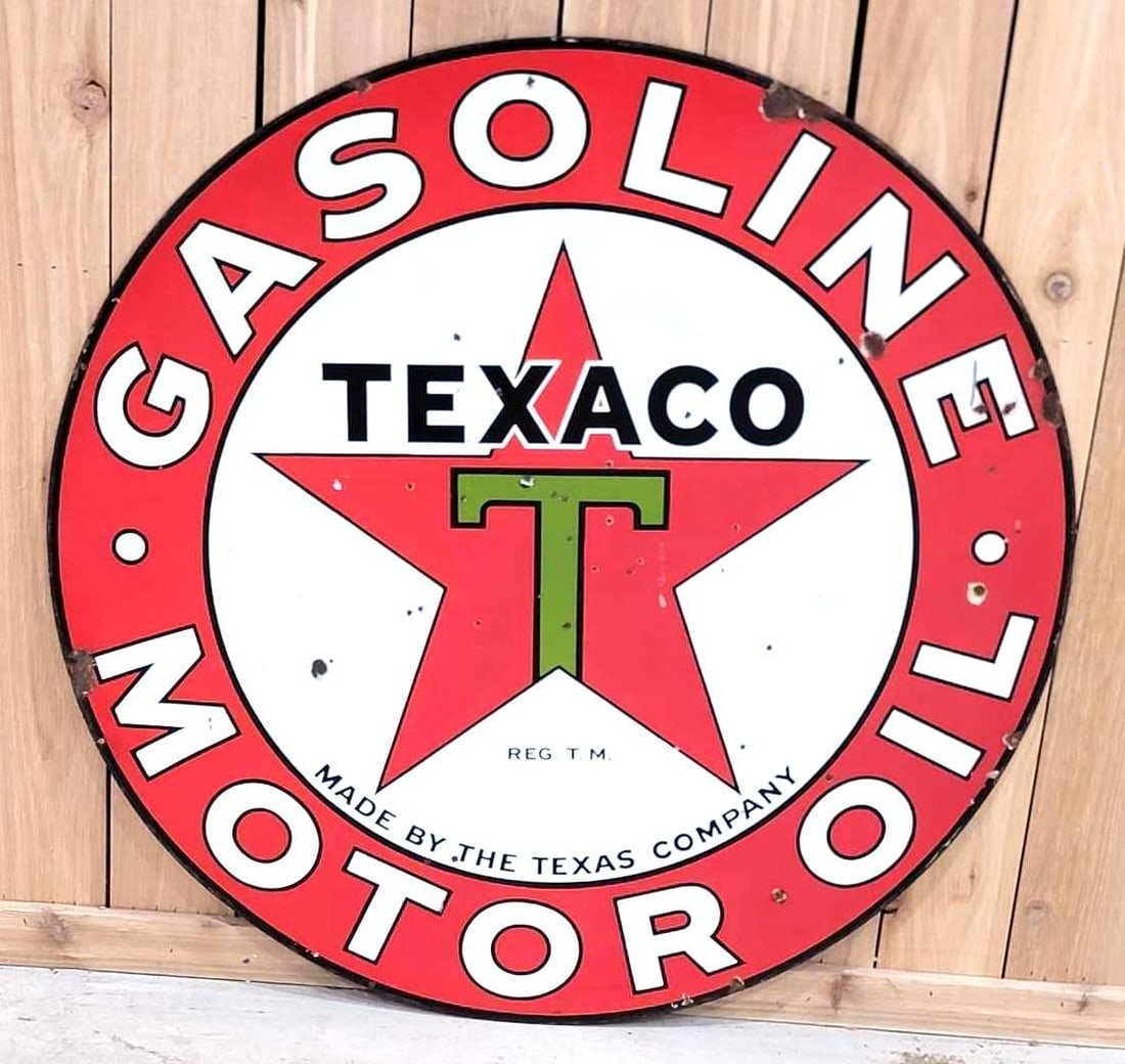 Texaco (black-T) Gasoline & Motor Oil Porcelain (TAC) (1 of 7)