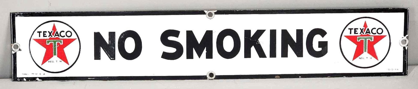 Texaco (white-T) No Smoking Porcelain Sign (TAC) (1 of 5)