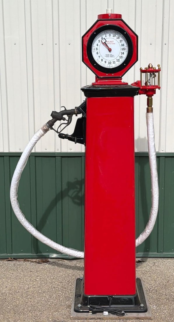 Hayes "Akurit" Clockface Gas Pump (restored): the gas pump has professionally restored, has spinner gauge and a new white hose.