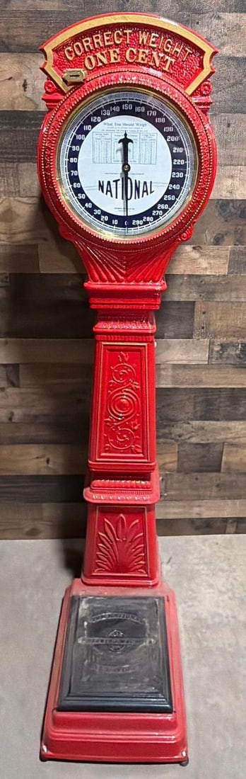 National Correct Weight One Cent Scale: has been professionally restored, in good condition, no key.