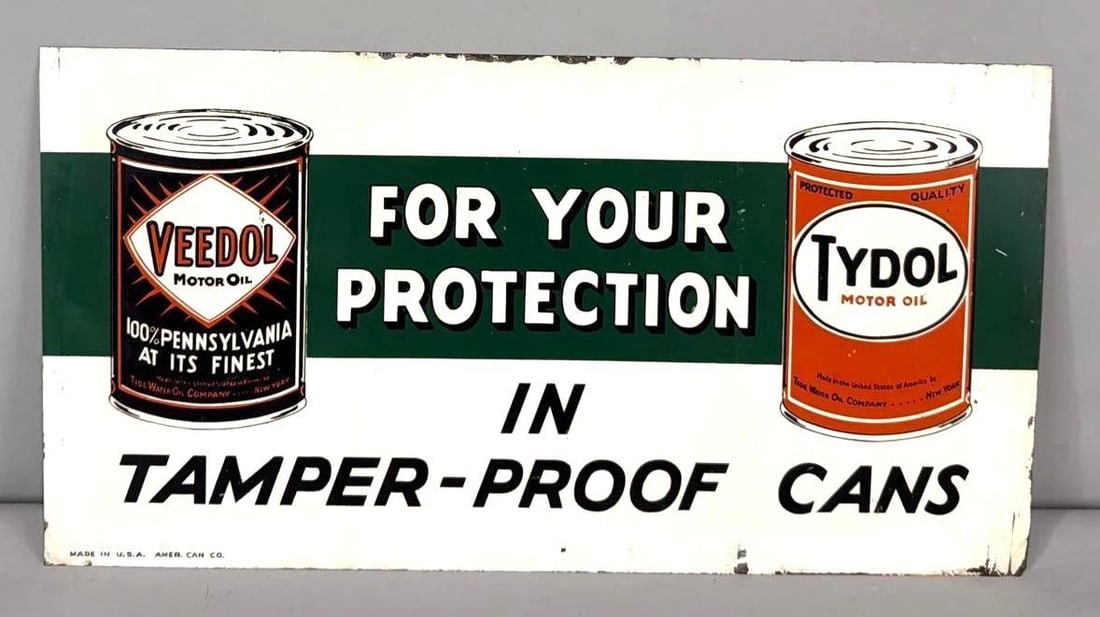 Veedol/Tydol "in tamper-proof cans" Metal Sign (TAC) (1 of 4)
