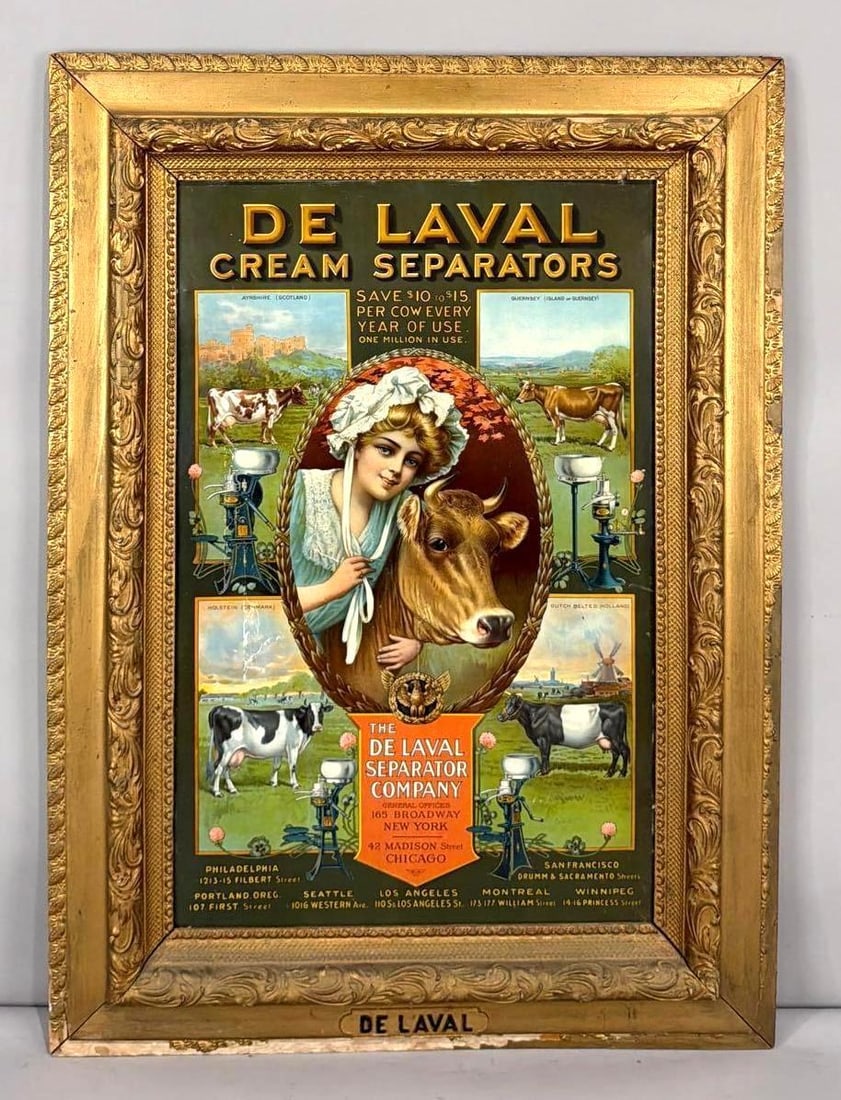 De Laval Cream Separators w/Several Images Metal Sign & Frame (TAC) (1 of 5)