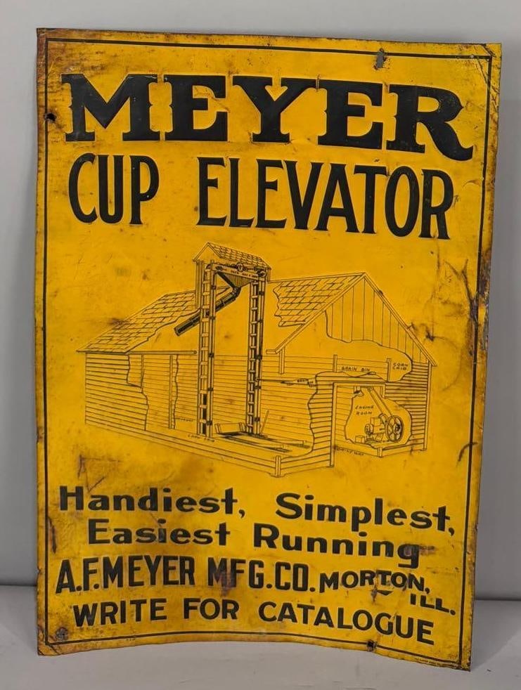 Meyer Cup Elevator w/Image Metal Tacker Sign (TAC) (1 of 3)