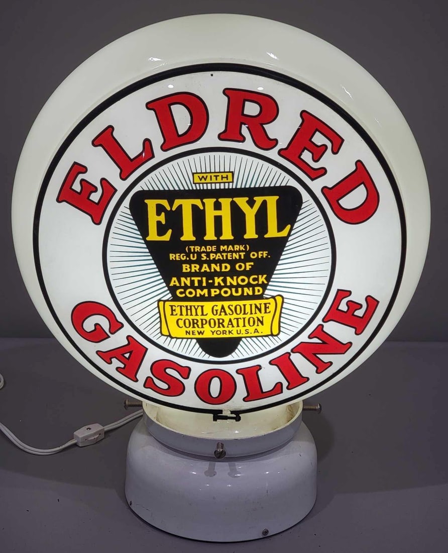 Eldred Gasoline w/Ethyl Logo 13.25" Gill Globe Lenses (TAC) (1 of 7)