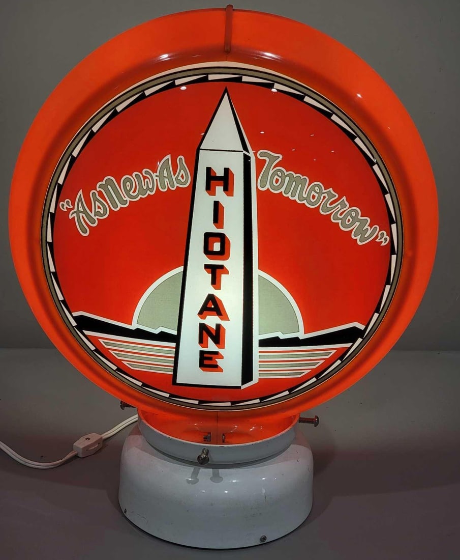 Hiotane "As New as Tomorrow" w/Logo 13.5" Globe Lens (TAC): rated 9, the 13.5"D., single globe lens is in excellent condition, mounted in a new Capco globe body. TAC #025271