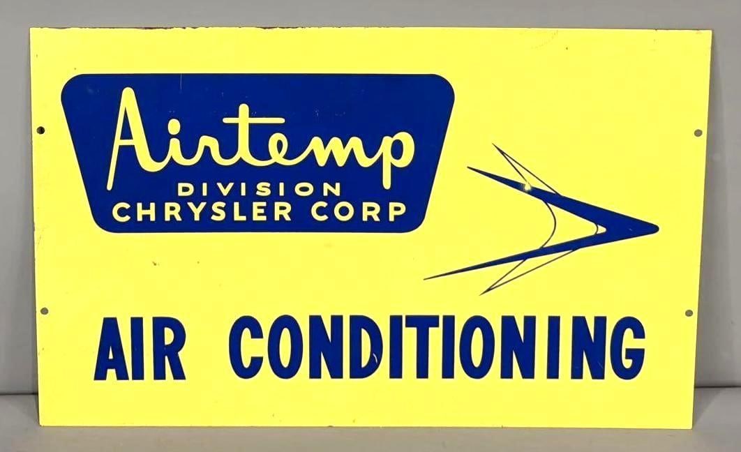 Airtemp Chrysler Air Conditioning w/Logo Metal Sign (TAC): rated 9, 16.5"x27.75", the SST sign has good color and shine, has light wear. TAC #063746