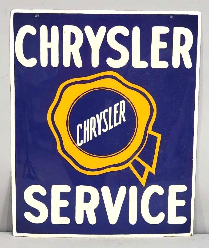 Chrysler Service w/Ribbon Logo Porcelain Sign (1 of 2)