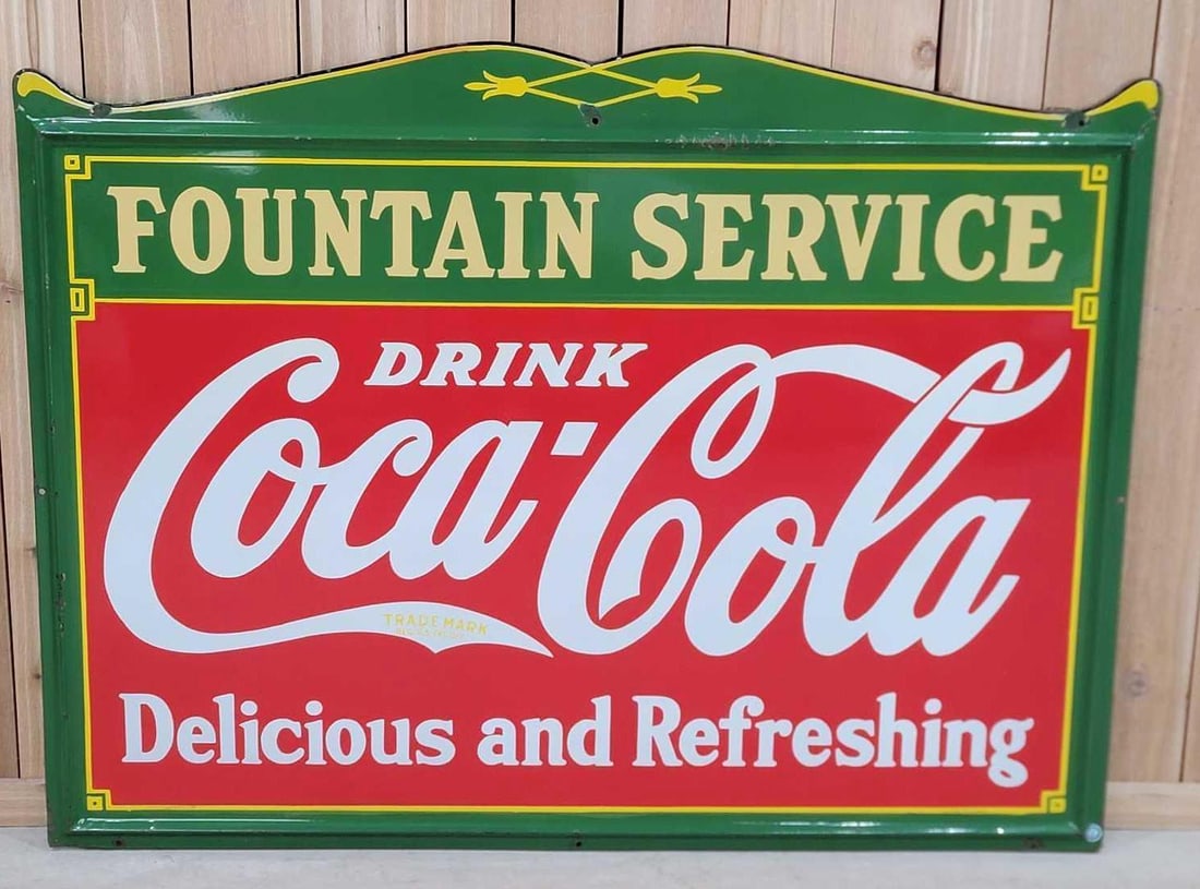 Drink Coca-Cola "Fountain Service" Porcelain Sign (TAC) (1 of 5)