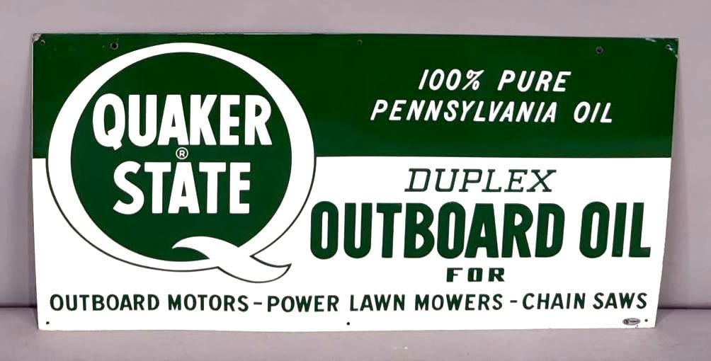 Quaker State Duplex Outboard Oil Metal Sign (TAC) (1 of 4)