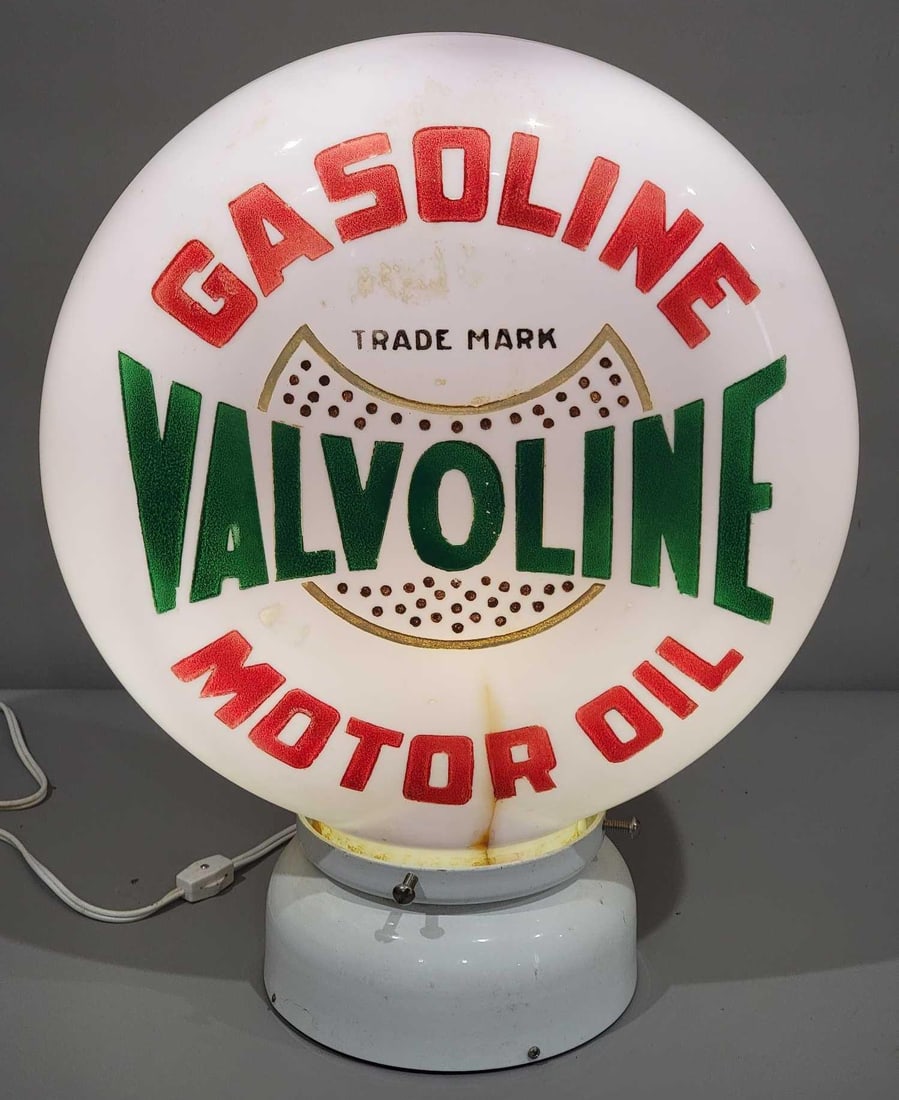 Valvoline Gasoline Motor Oil OPE Milk Glass Globe (TAC) (1 of 6)