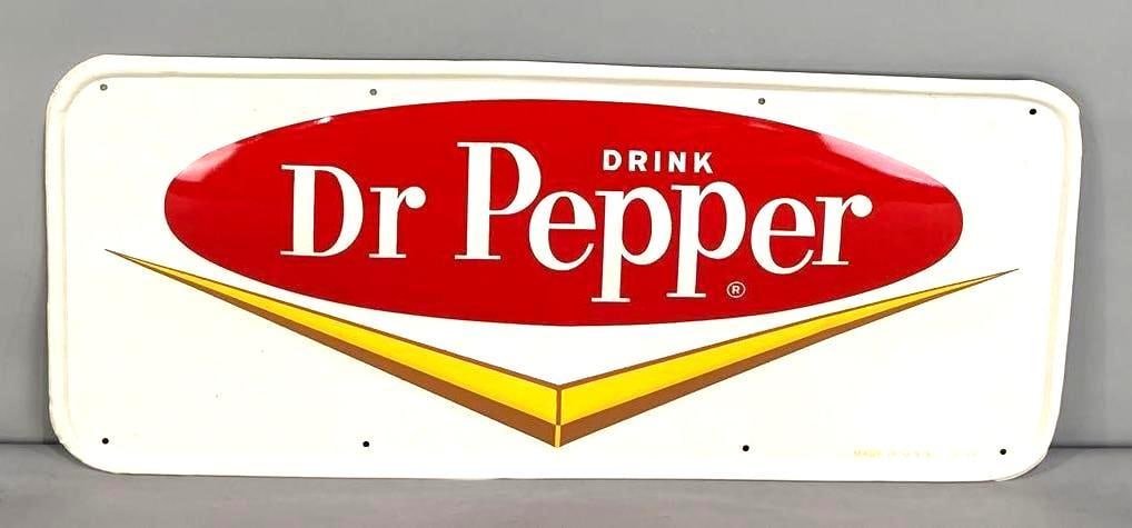 Drink Dr. Pepper Self-Framed Tin Sign W/ Chevron Graphic (1 of 4)