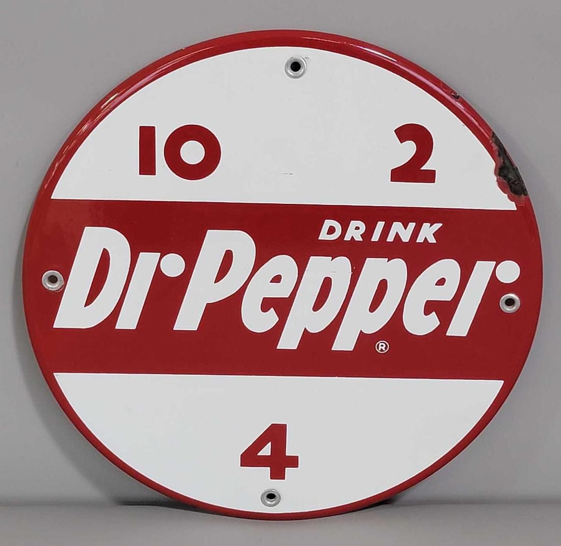 Drink Dr. Pepper 10-2-4 Porcelain Sign (TAC) (1 of 3)