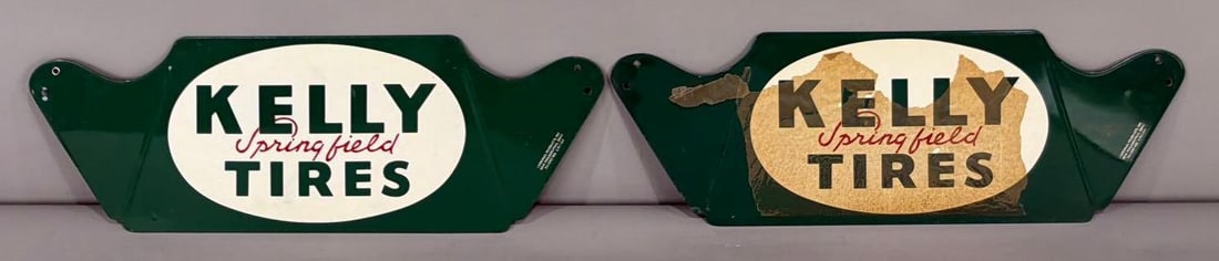 2-Kelly Springfield Tires Metal Tire Stands: rated 9, 7"x22", both are in good condition.
