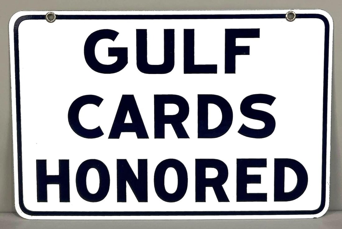 Gulf Cards Honored Double-Sided Porcelain Sign (1 of 5)
