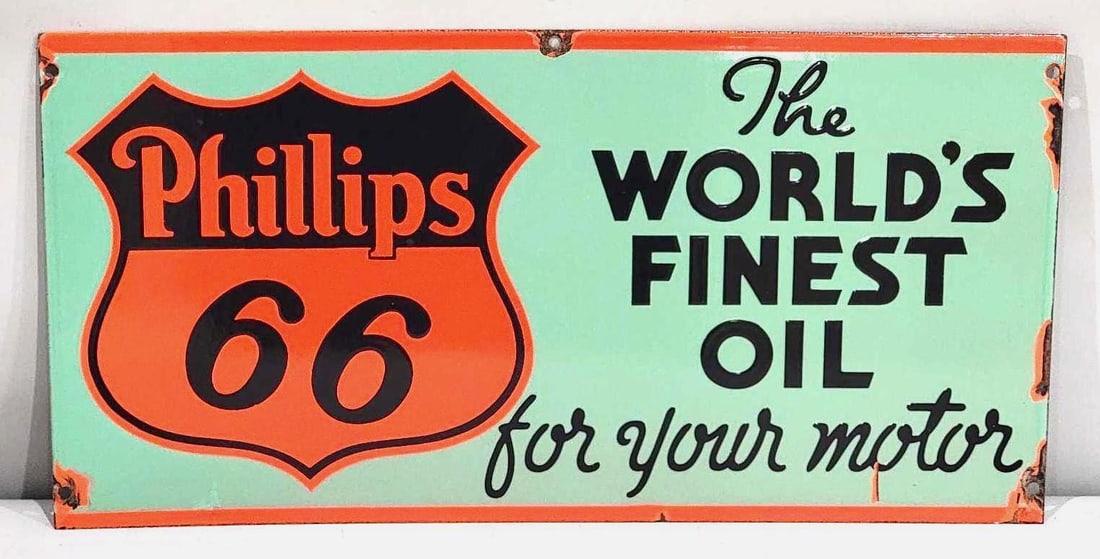 Phillips 66 "The World's Finest Oil" Porcelain Sign(green) (TAC) (1 of 3)