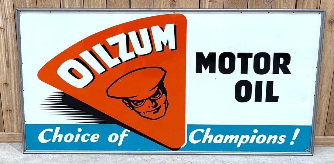 Large 72" Oilzum Motor Oil "Choice of Champions" w/Logo Metal Sign (TAC) (1 of 5)