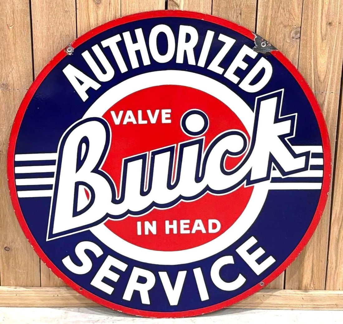 Buick Valve-in-Head Authorized Service Porcelain Sign (TAC) (1 of 6)