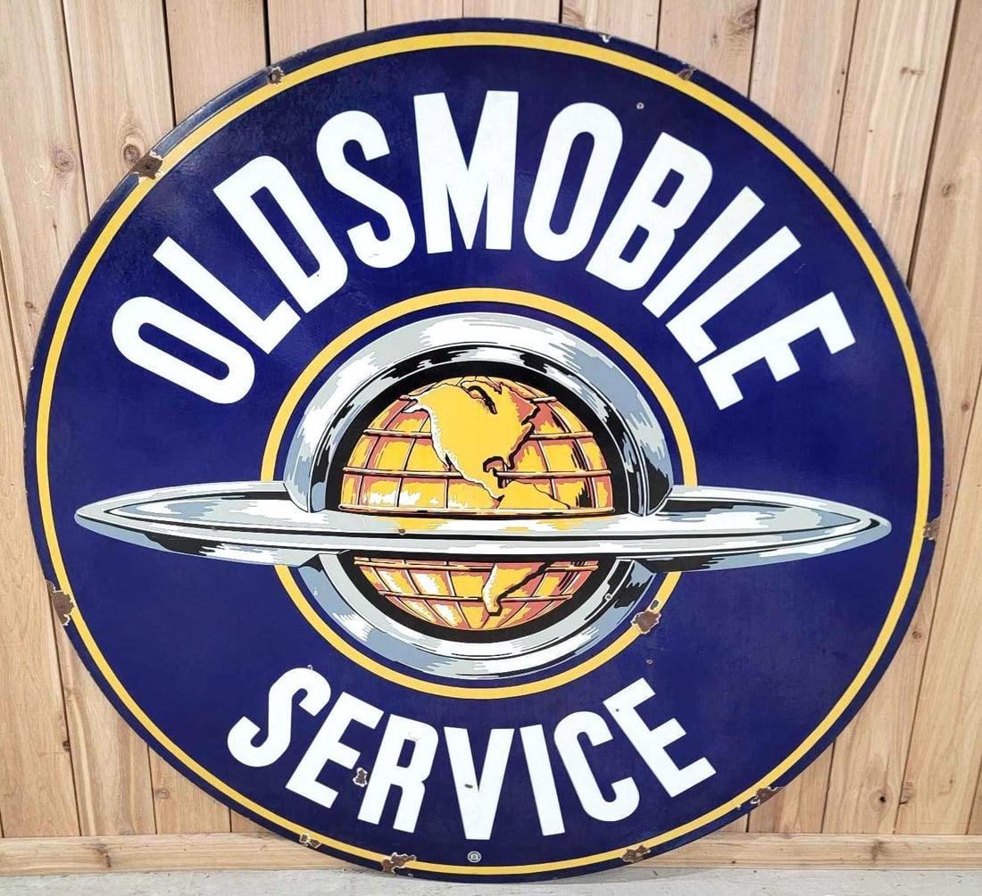 Oldsmobile Service w/Saturn Logo Porcelain Identification Sign (TAC) (1 of 7)