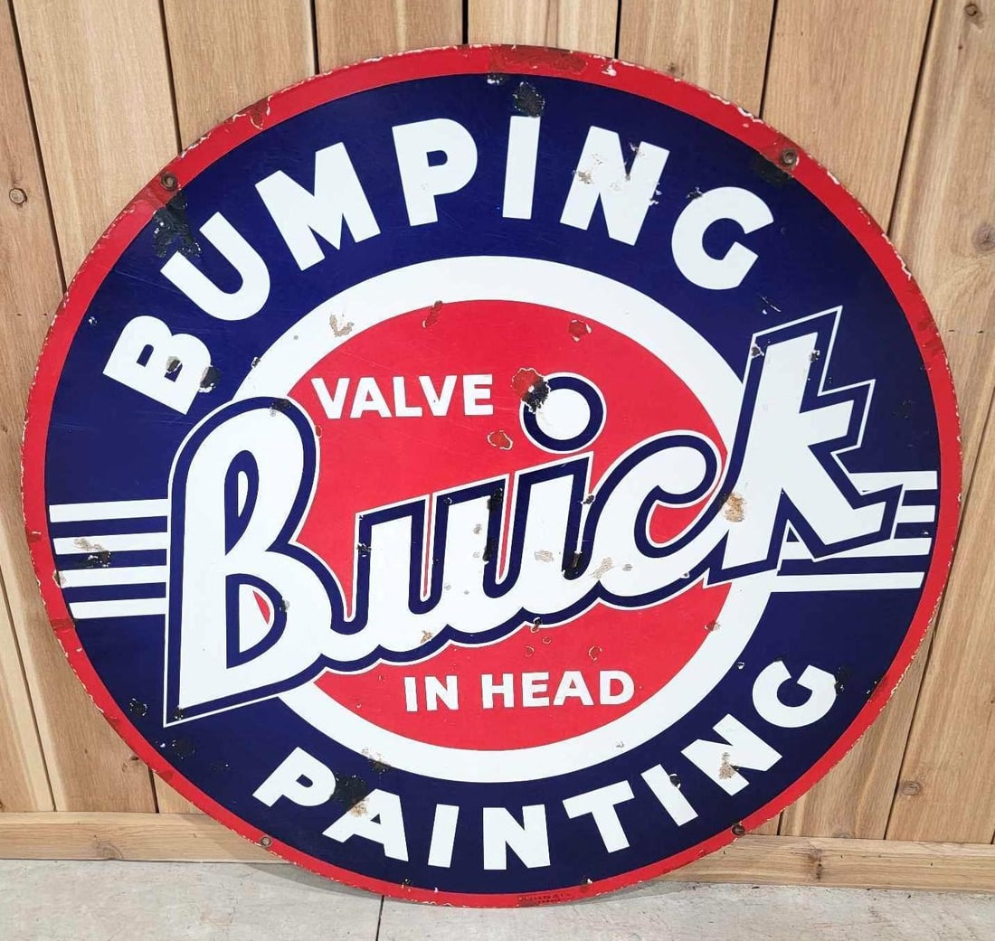 Buick Valve-in-Head Bumping Painting Porcelain Sign (TAC) (1 of 7)