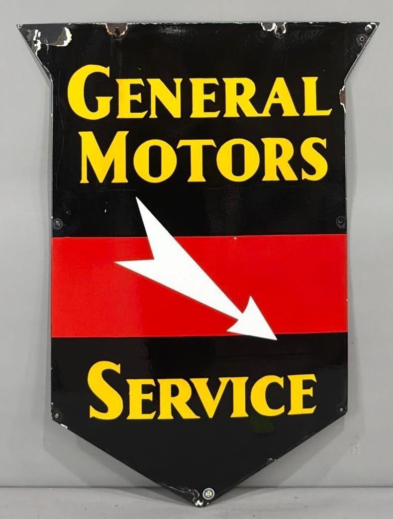 General Motors Service w/ Arrow Porcelain Sign (TAC) (1 of 5)