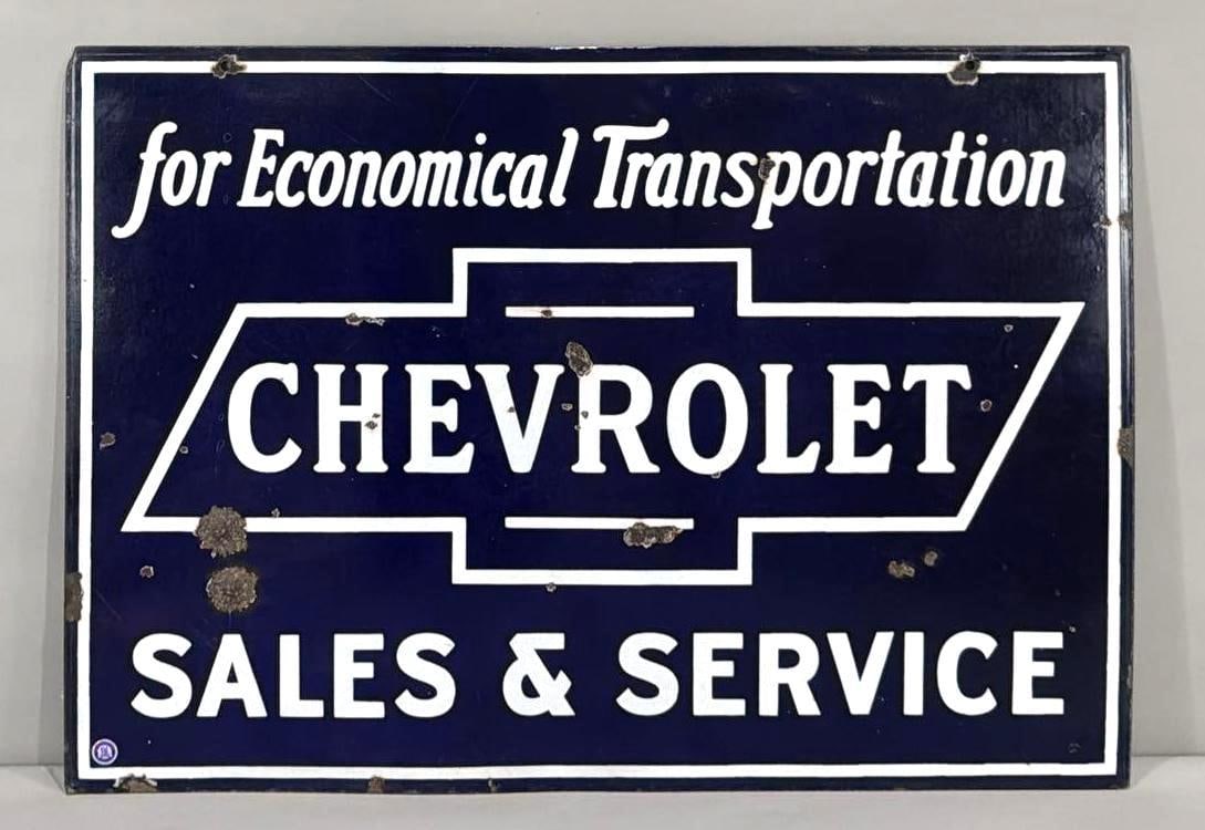 Chevrolet "for Economical Transportation" Porcelain Sign (TAC) (1 of 6)