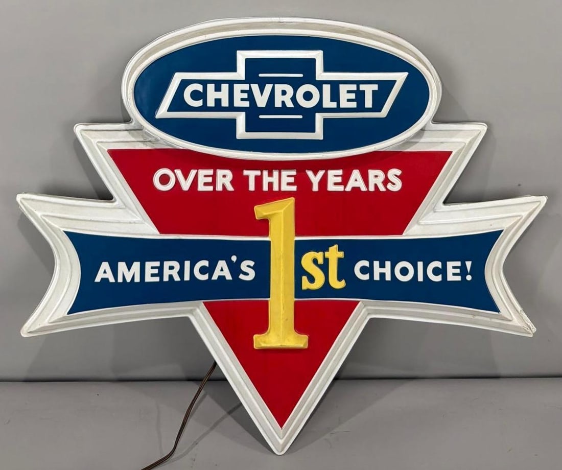 Chevrolet "Over The Years America's 1st Choice" Plastic Lighted Sign (TAC) (1 of 5)