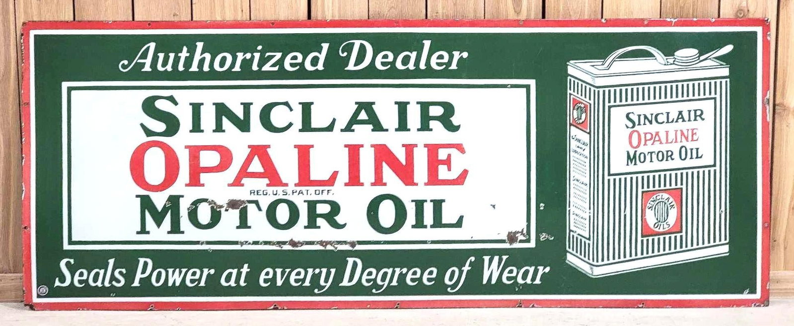 Large 72" Sinclair Opaline Motor Oil w/Flat Can Logo Porcelain Sign (TAC) (1 of 5)