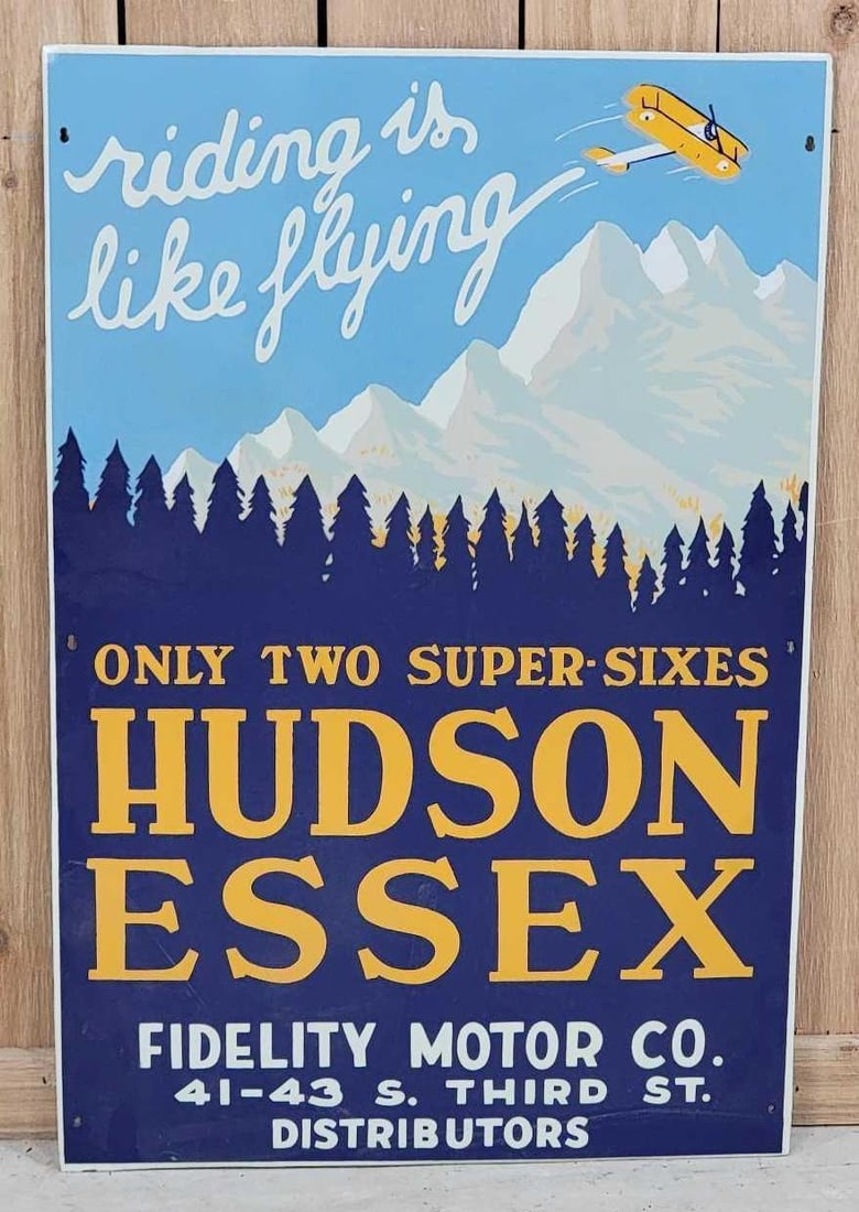 Hudson Essex "Only Two Super-Sixes" Porcelain Sign (restored) (1 of 2)