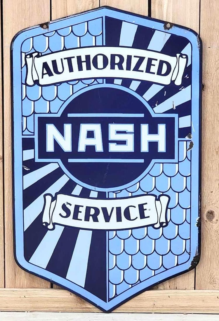 Nash Authorized Service w/Fish Scale Logo Porcelain Sign (TAC) (1 of 5)