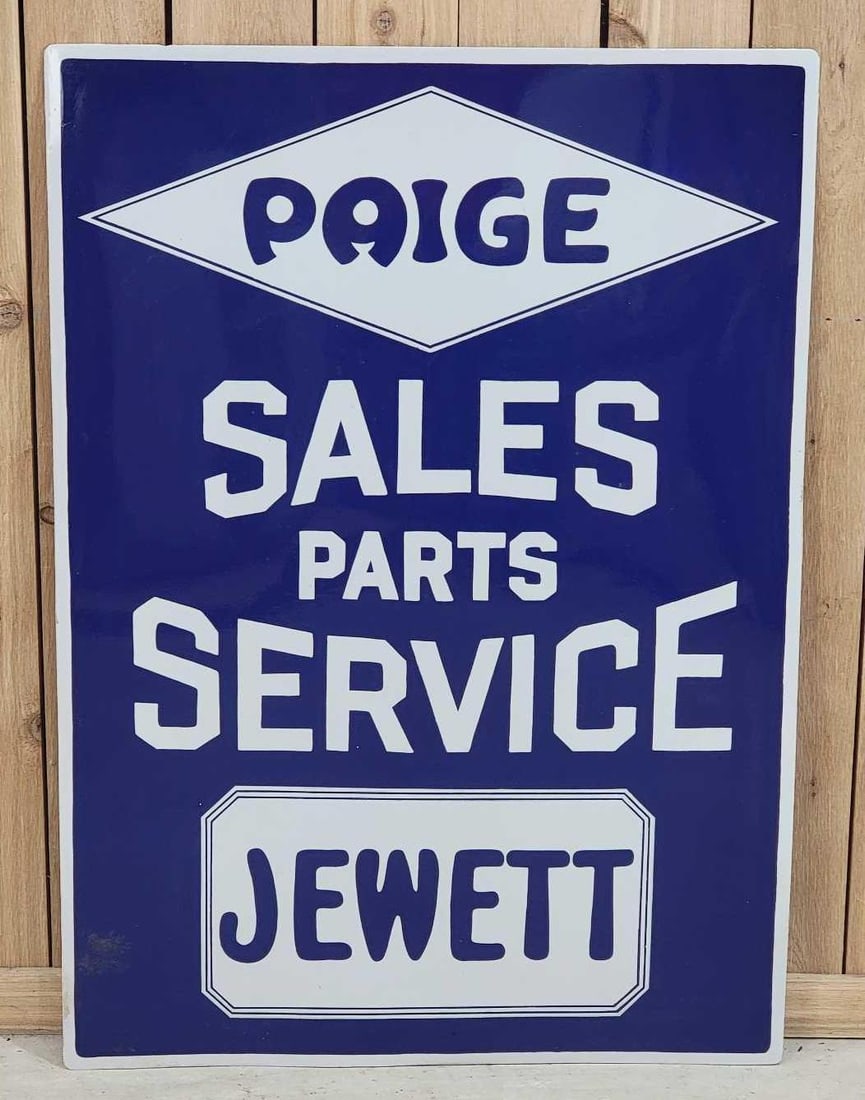 Paige Jewett Sales Parts Service Porcelain Sign (restored) (1 of 2)