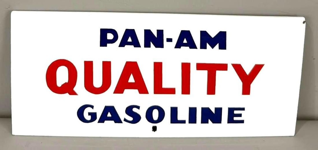 Pan-Am Quality Gasoline Porcelain Sign (TAC) (1 of 3)
