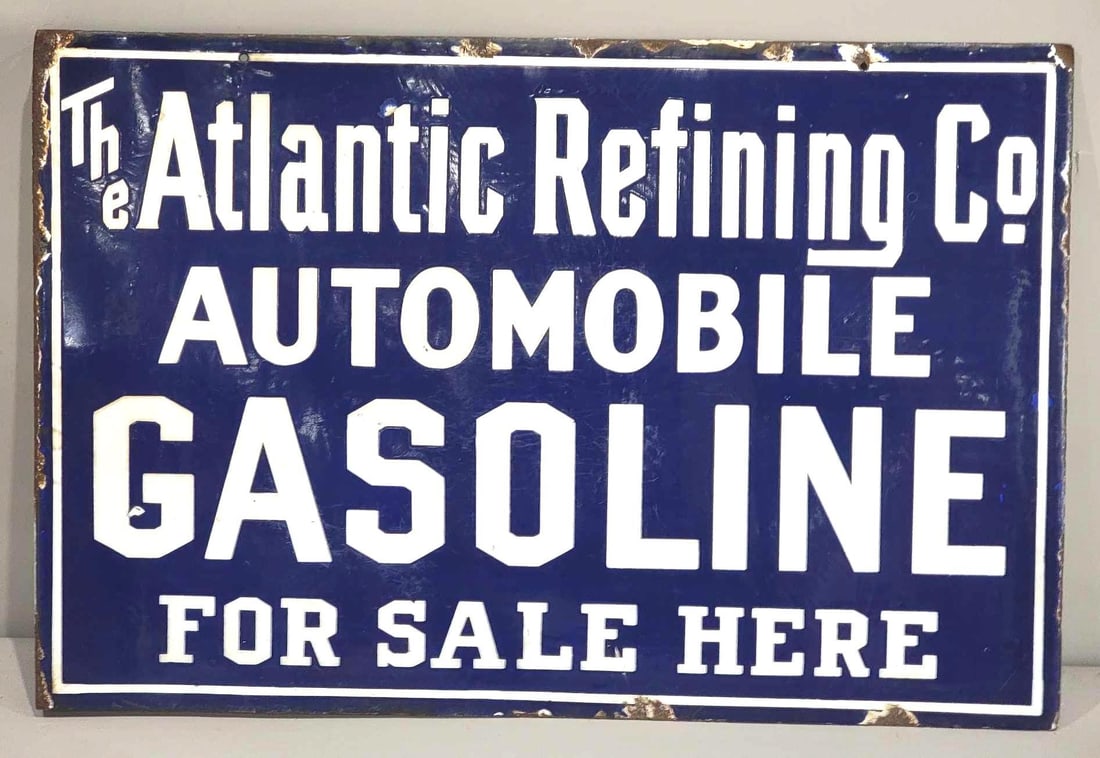 Atlantic Refining Co. Automobile Gasoline For Sale Here Porcelain Sign (TAC) (1 of 4)