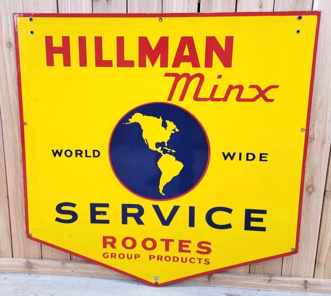 Hillman Minx World Wide Service w/Image Porcelain Sign (TAC) (1 of 6)