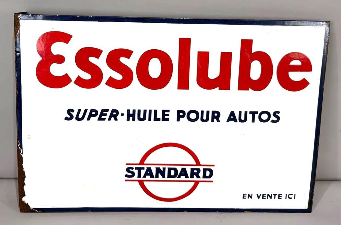 Essolube w/Standard Bar & Circle Logo Porcelain Flange Sign (TAC) (1 of 4)