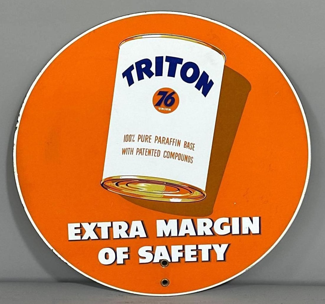 Union 76 Triton 'Extra Margin of Safety" Porcelain Sign (TAC) (1 of 3)