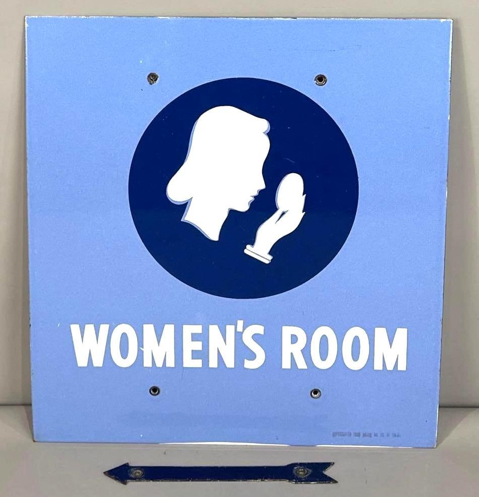 Union Women's Room Single-Sided Porcelain Sign W/ Woman Silhouette graphic (1 of 6)