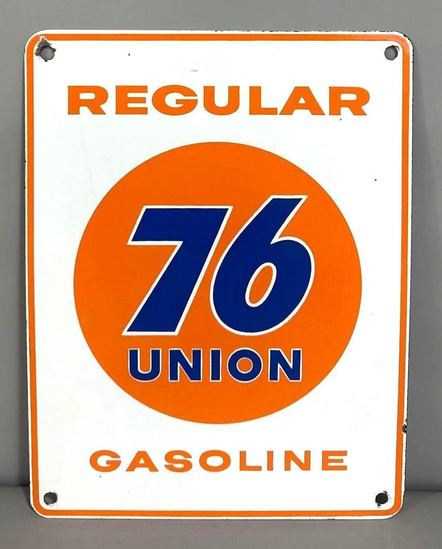 Union 76 Regular Gasoline Porcelain Pump Sign (TAC) (1 of 3)