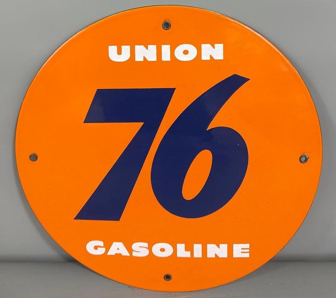 Union 76 Gasoline Porcelain Pump Sign (TAC) (1 of 2)