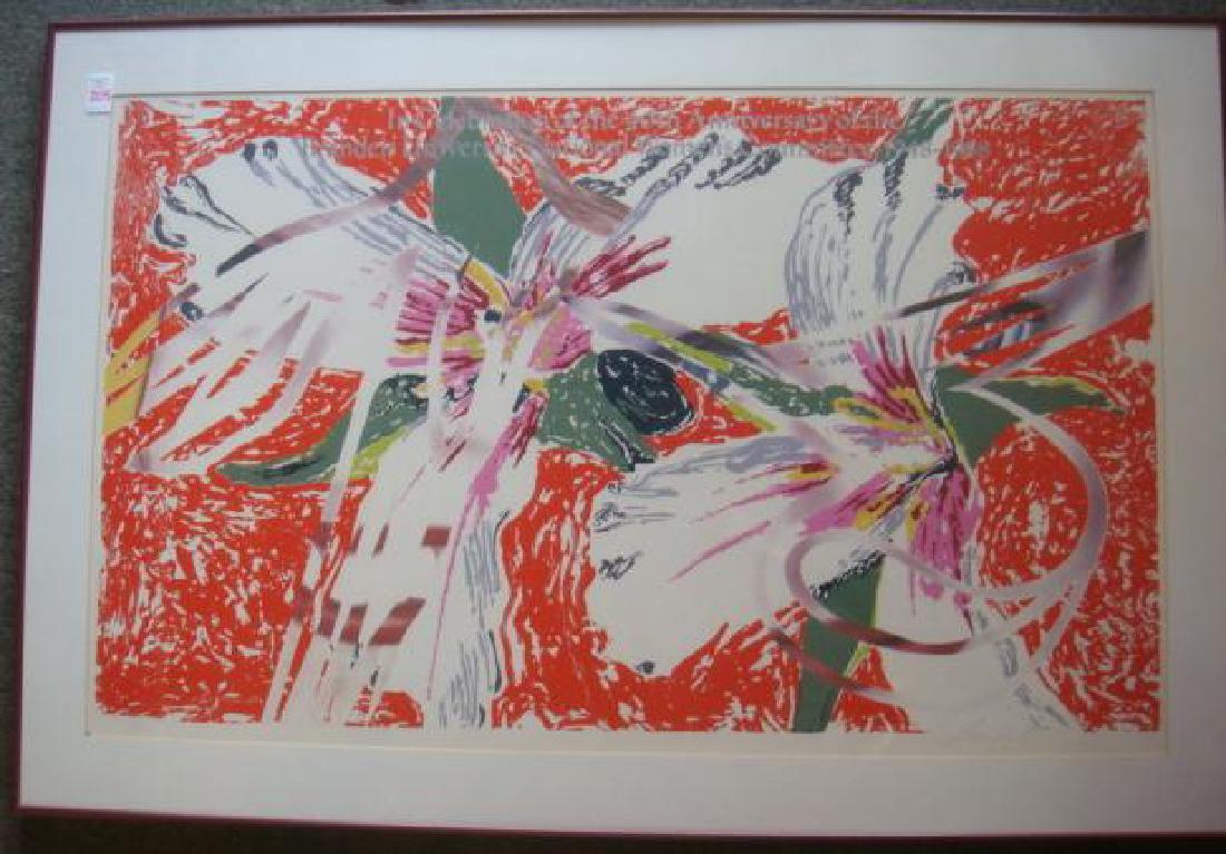 JAMES ROSENQUIST Brandeis Women's Committee P/S Print:: JAMES ROSENQUIST Brandeis Women's Committee P/S Print: Signed LR, Dated 1988, #30/250. Offset Litho Screen Print on Wove Paper. Framed to 45" X 31". Group is Friend of Library and Fund Raisers. Artist